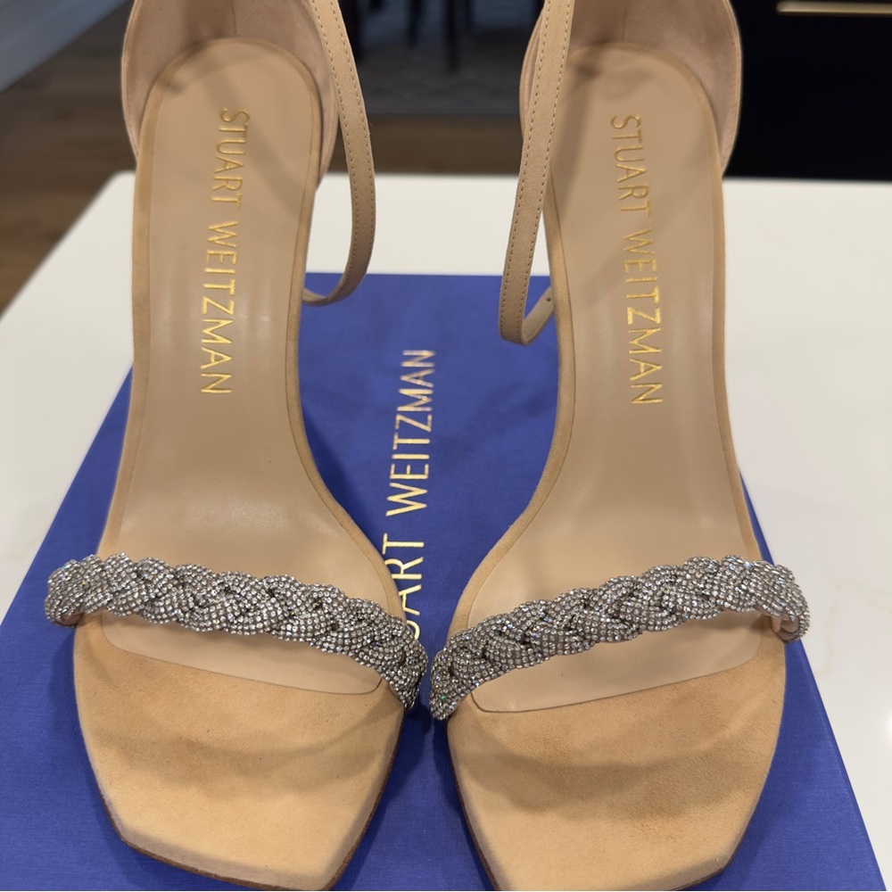 BRAND NEW Stuart Weitzman Embellished Suede Ankle Strap Sandals-size 11 - Picture 6 of 10